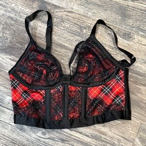 Victoria’s Secret Black & Red Lace Plaid Bralette
